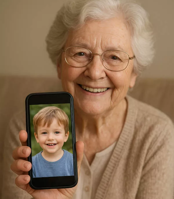 organizing photos of grandchildren; smartphone album for grandparents; grandparent reminders about grandchildren;